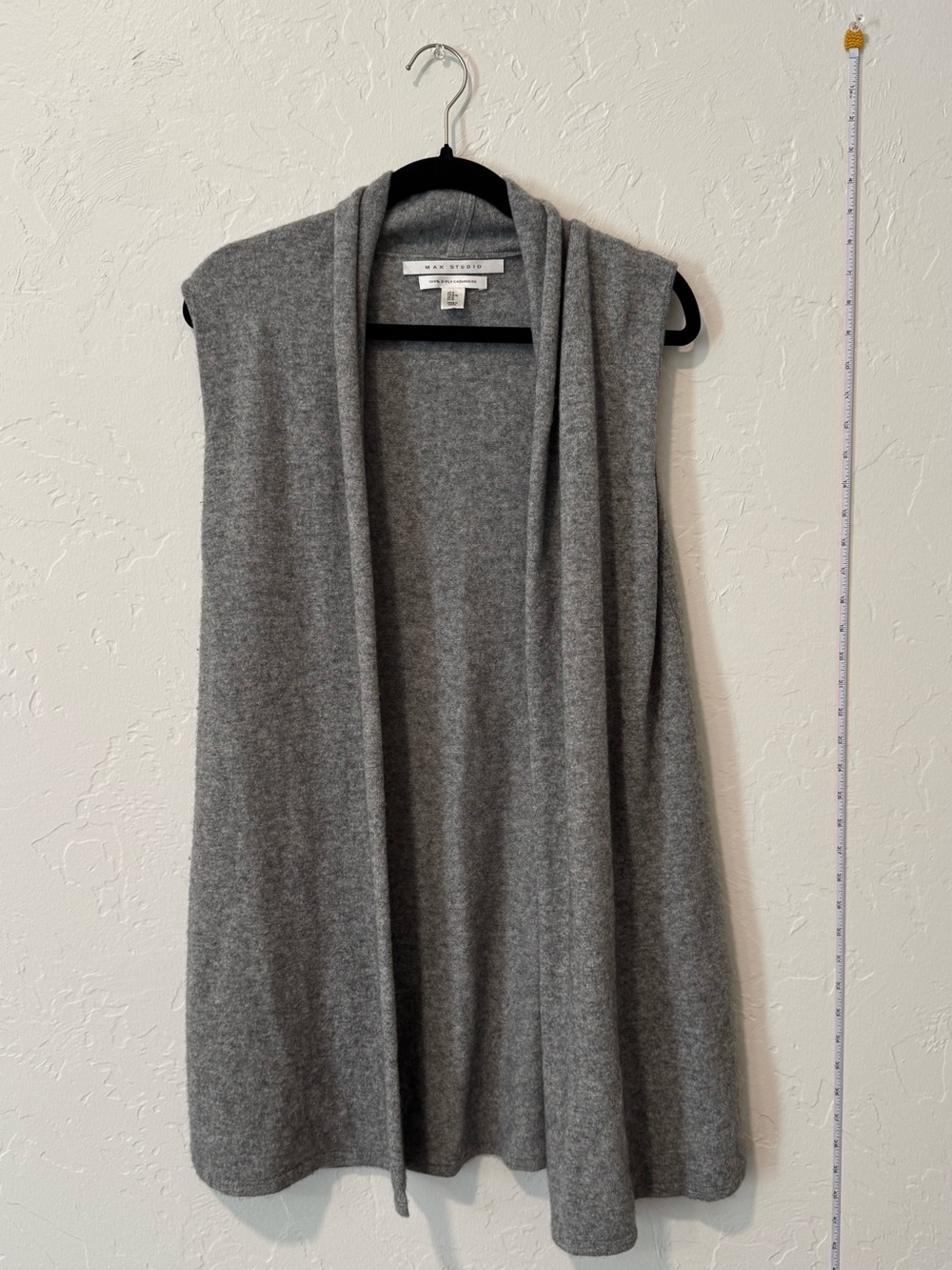 Max Studio Gray Open-Front Sleeveless Cardigan - 2ply cashmere
